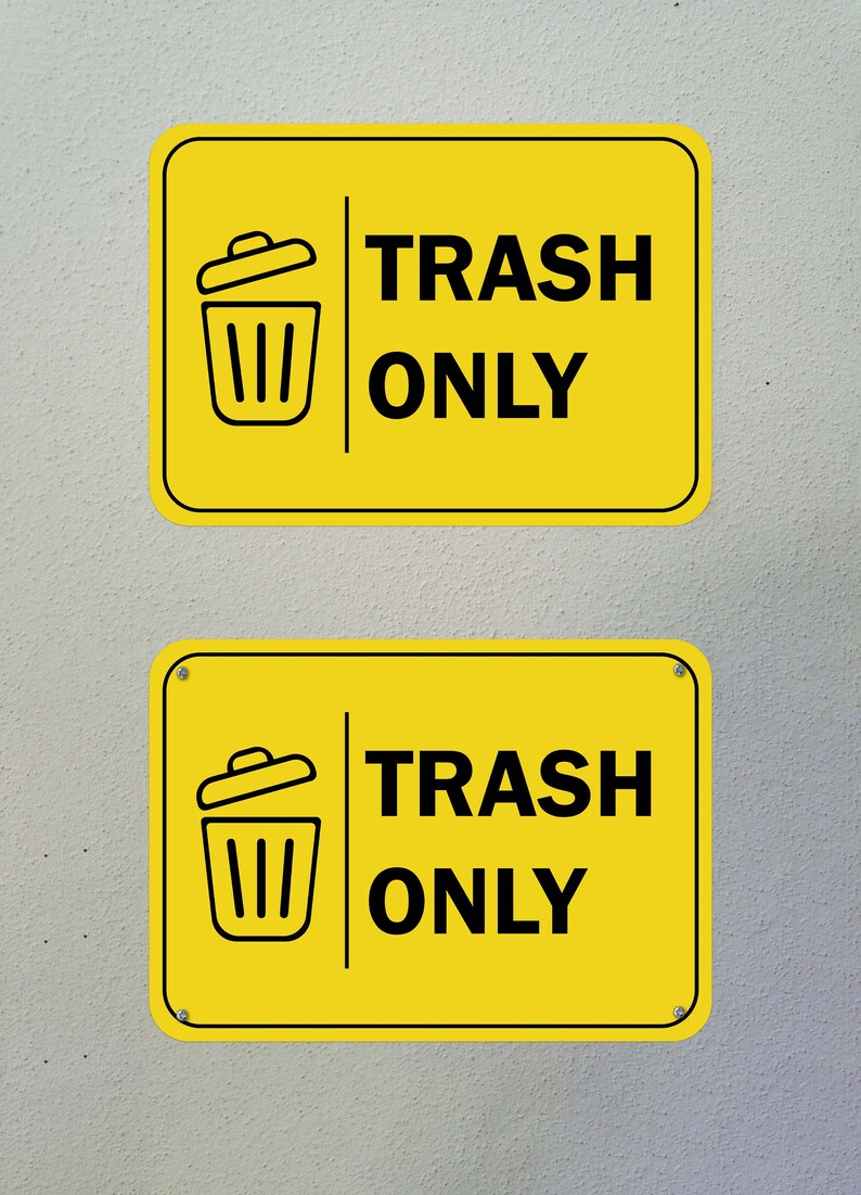 Trash Guid Aluminum Trash Only Sign - Durable Metal Litter Signage With Easy Wall ...