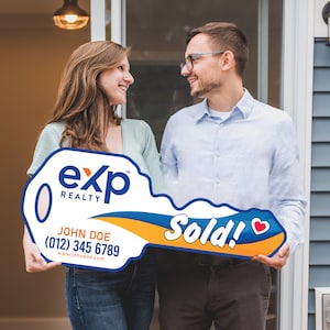 EXP Realty Personalized Real Estate Marketing Key Cutout Sign, Customized Realtor Social Media Photo Props, Realtor Key Sign, Customized