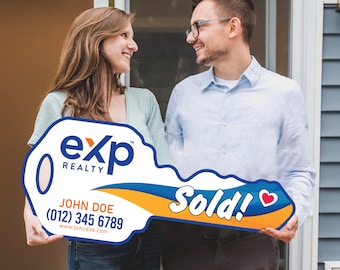 EXP Realty Personalized Real Estate Marketing Key Cutout Sign, Customized Realtor Social Media Photo Props, Realtor Key Sign, Customized
