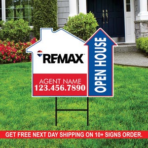 10 Pack Remax Custom Open House Arrow Yard Sign, 2 Sided Add Your Text ...
