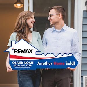 REMAX Personalized Real Estate Marketing Key Cutout Sign, Customized Realtor Social Media Photo Props, Realtor Key Sign Customized
