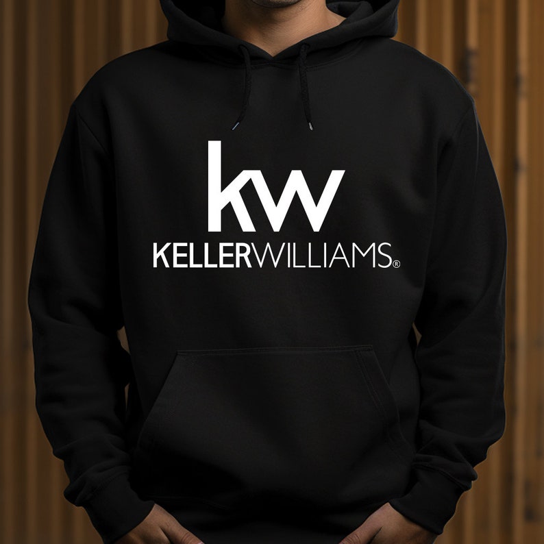 May include: Black hooded sweatshirt with a white "kw" logo and the text "KELLERWILLIAMS" below it.