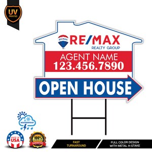 10 Pack Remax Custom Open House Arrow Yard Sign, 2 Sided Add Your Text ...