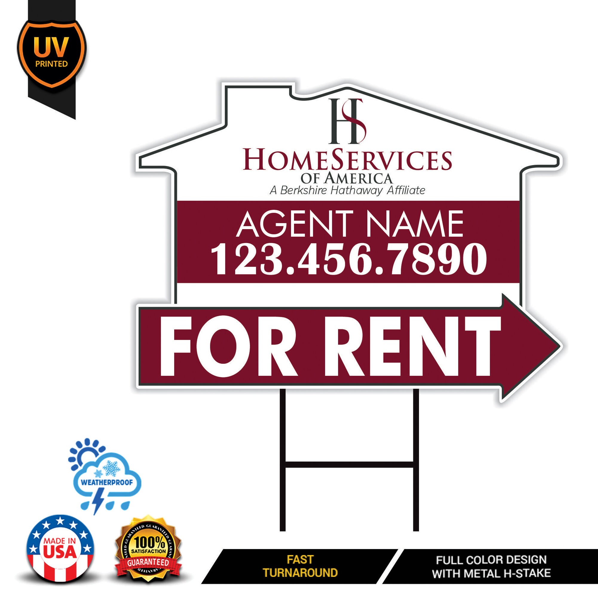 Custom For Rent Sign 10 Pack Homeservices Custom for Rent Arrow Yard Sign, 2 Sided Add Your ...