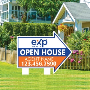 Exp Realty Signs 2 Pack, Exp Realty Open House Arrow Shaped Yard Signs 24” X 18” - 2 ...