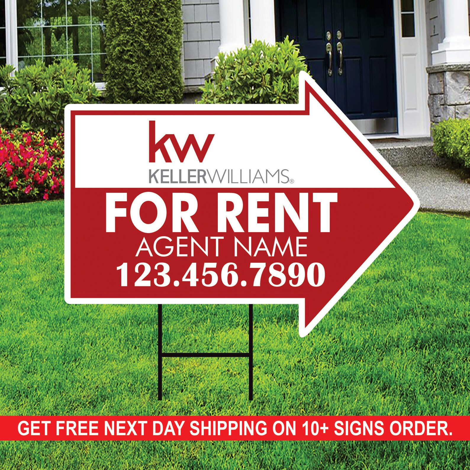 Custom For Rent Sign Keller Williams for Rent Arrow Shaped Yard Signs 18