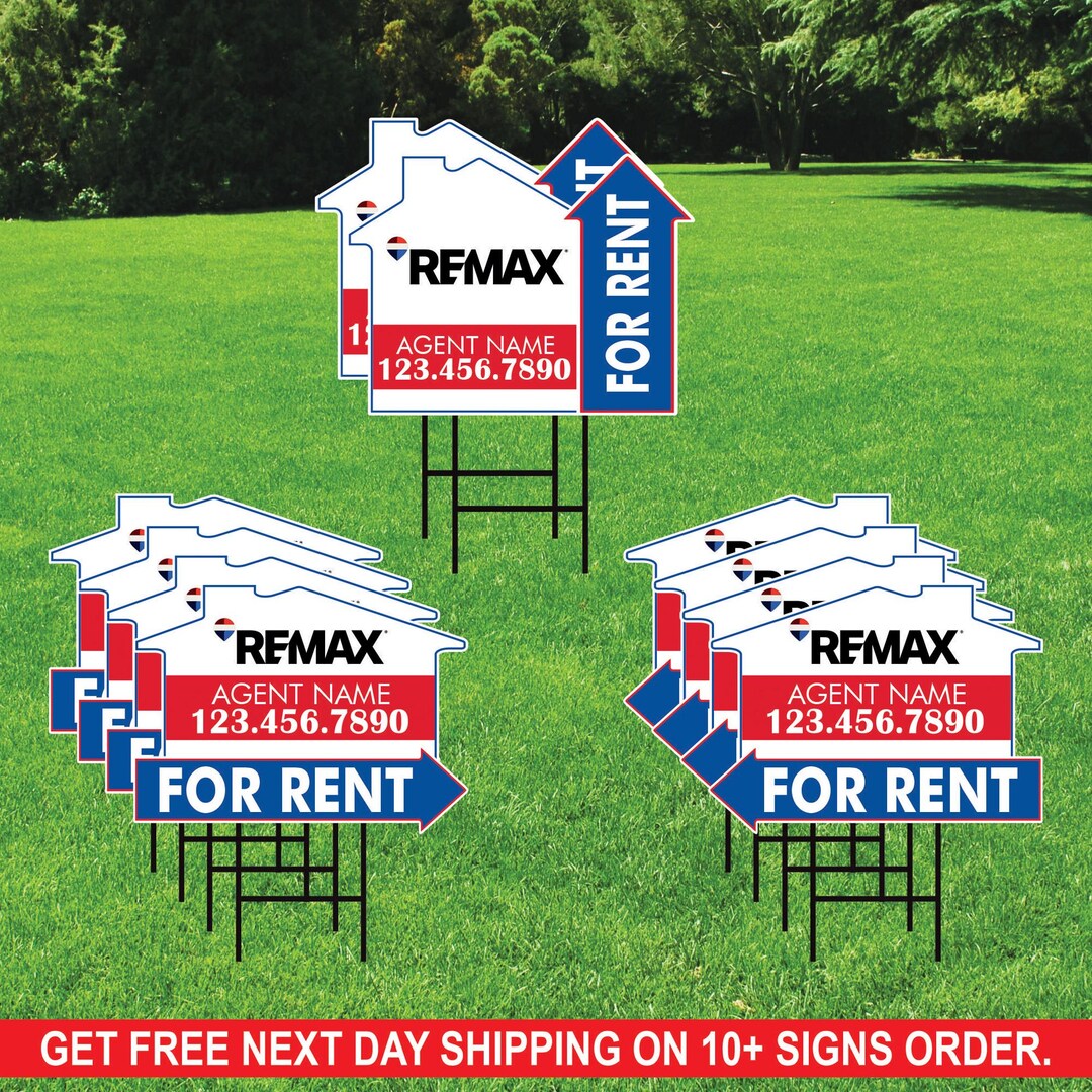 Custom For Rent Sign 10 Pack Remax Custom for Rent Arrow Yard Sign, 2 Sided Add Your Text ...
