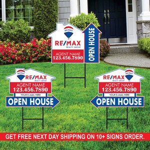 10 Pack Remax Custom Open House Arrow Yard Sign, 2 Sided Add Your Text ...