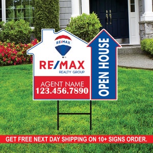10 Pack Remax Custom Open House Arrow Yard Sign, 2 Sided Add Your Text ...