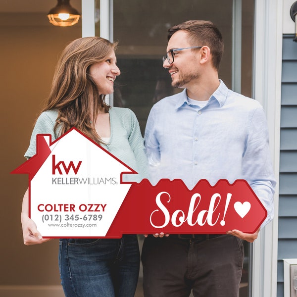 Keller Williams Personalized Real Estate Marketing Key Cutout Sign, Customized Realtor Social Media Photo Props, Realtor Key Sign Customized