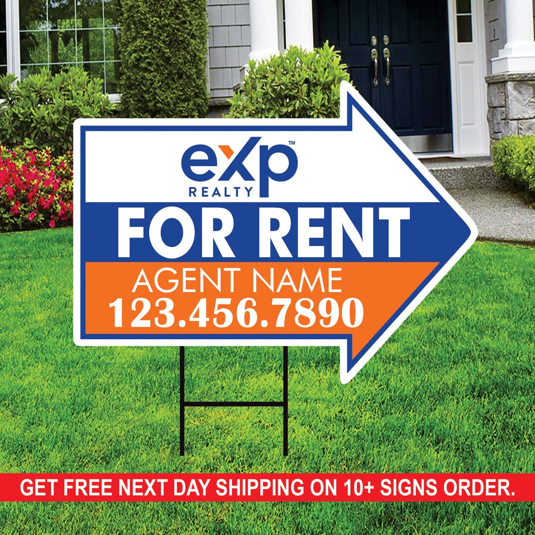 Exp Realty for Rent Arrow Shaped Yard Signs 18