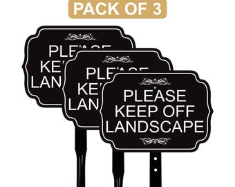 3 Pack Please Keep Off Landscape Yard Sign with 16" Stake, Rust-Free Aluminum Stay Off Grass Warning Sign, Outdoor Lawn Garden Protection