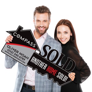 COMPASS Personalized Real Estate Marketing Key Cutout Sign, Customized Realtor Social Media Photo Props, Realtor Key Sign Customized