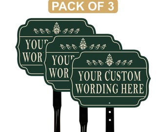 3 Pack Custom Yard Sign with 16" Stake, Personalized Outdoor Aluminum Sign with Your Wording, Rust-Free Lawn Plaque for Home Garden Business