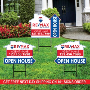 10 Pack Remax Custom Open House Arrow Yard Sign, 2 Sided Add Your Text ...