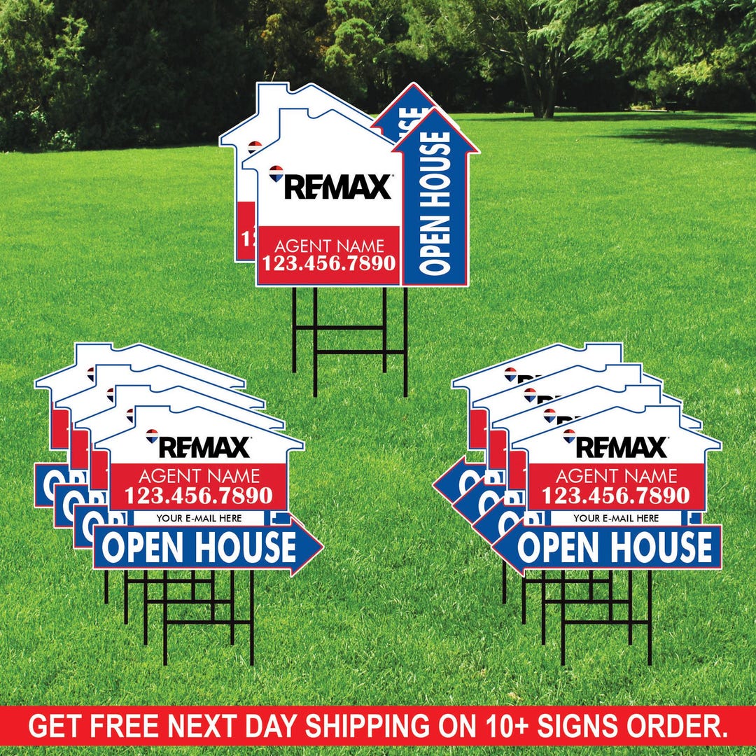 10 Pack Remax Custom Open House Arrow Yard Sign, 2 Sided Add Your Text ...