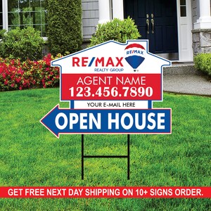 10 Pack Remax Custom Open House Arrow Yard Sign, 2 Sided Add Your Text ...