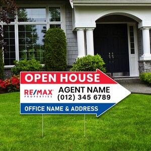 2 Pack, Re/max Open House Arrow Shaped Yard Signs 23