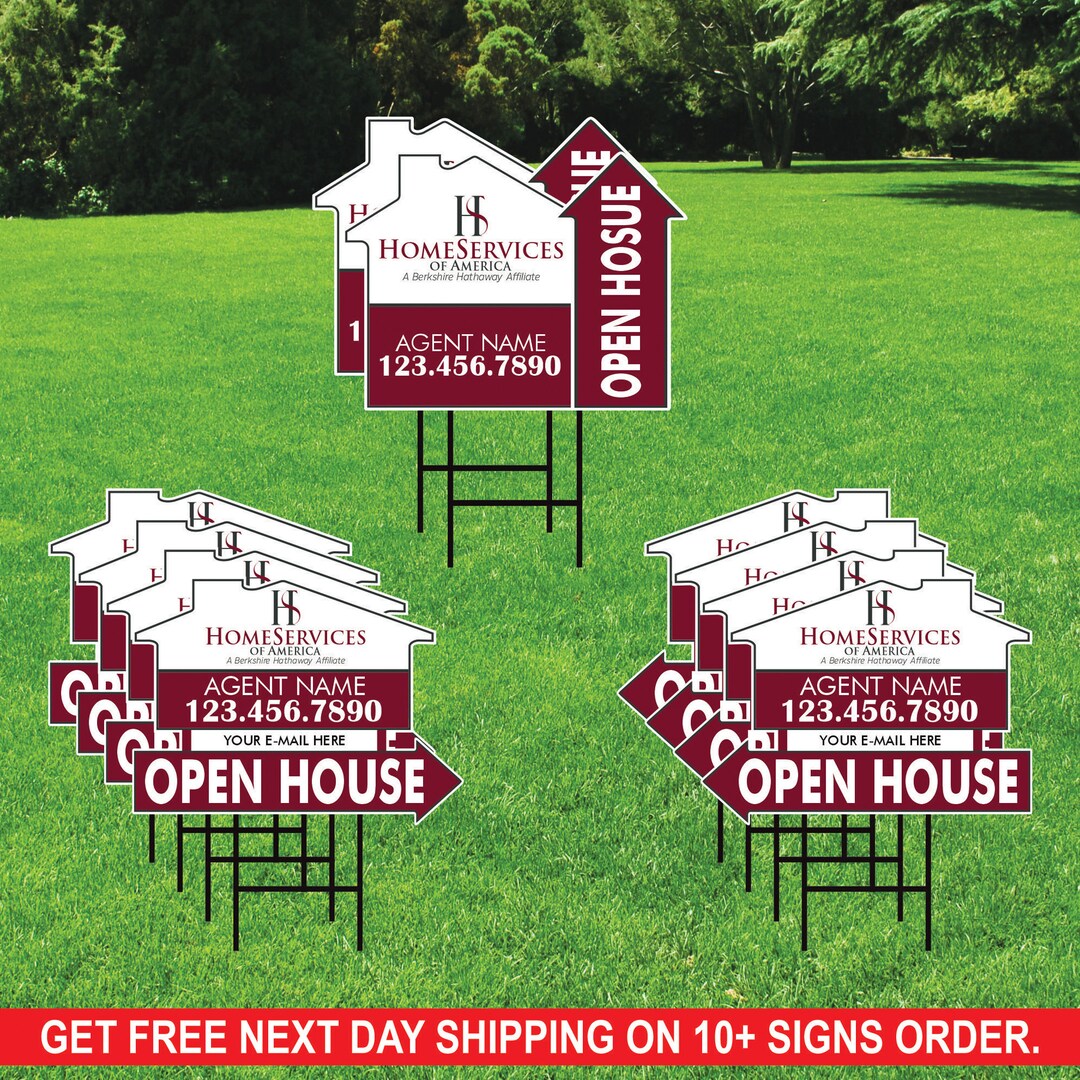 10 Pack Homeservices Custom Open House Arrow Yard Sign, 2 Sided Add