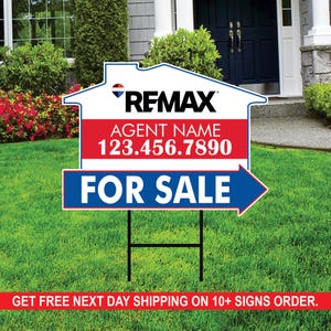 10 Pack Remax Custom for Sale Arrow Yard Sign, 2 Sided Add Your Text ...