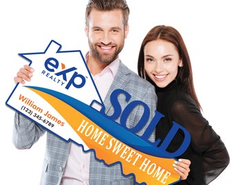 eXp Realty Personalized Real Estate Marketing Key Cutout Sign, Customized Realtor Social Media Photo Props, Realtor Key Sign Customized
