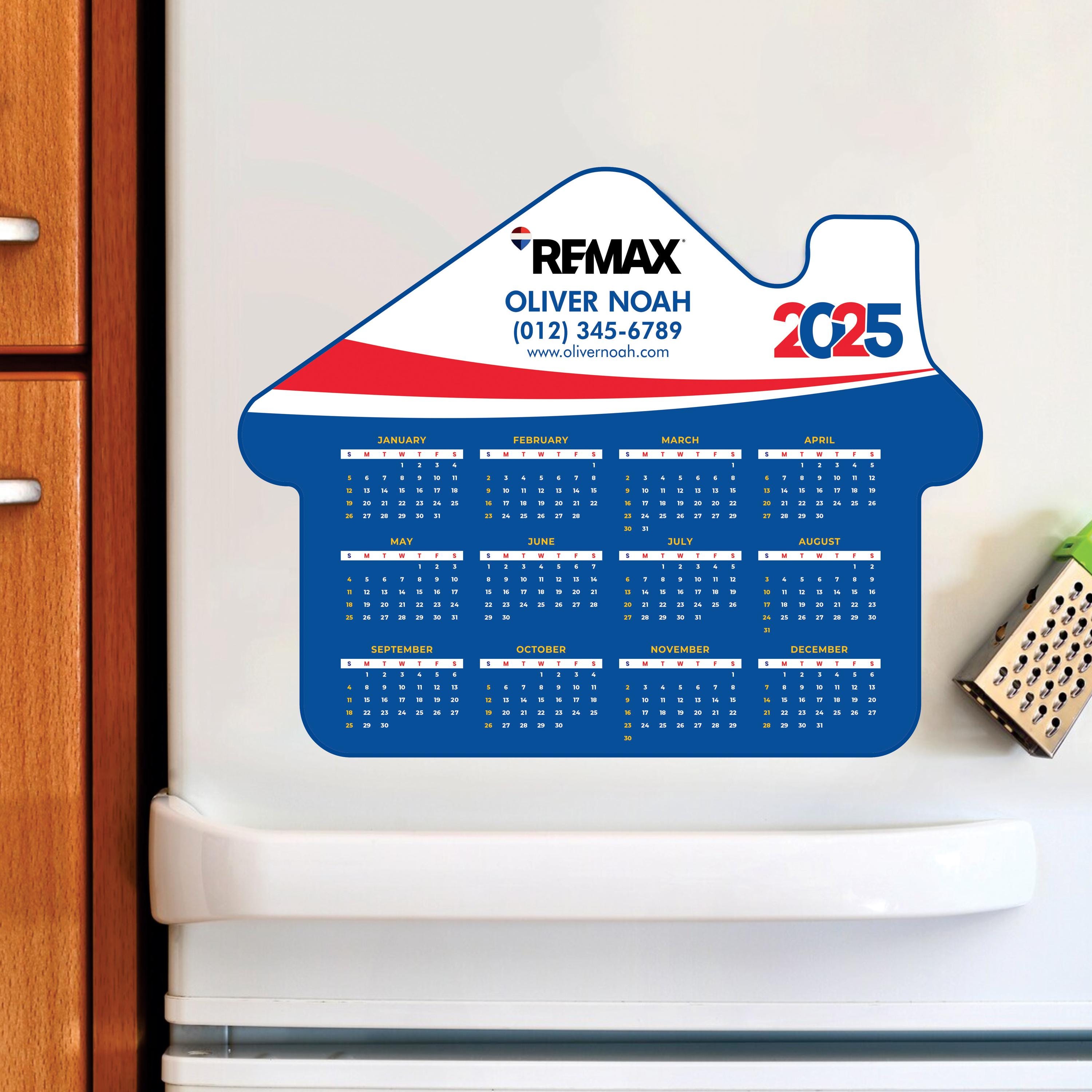 ReMax Personalized Real Estate Magnet Calendars, Realtor Marketing 12 Month 2025 Calendar Magnet, Custom Refrigerator Magnet, 6" x 4.5"