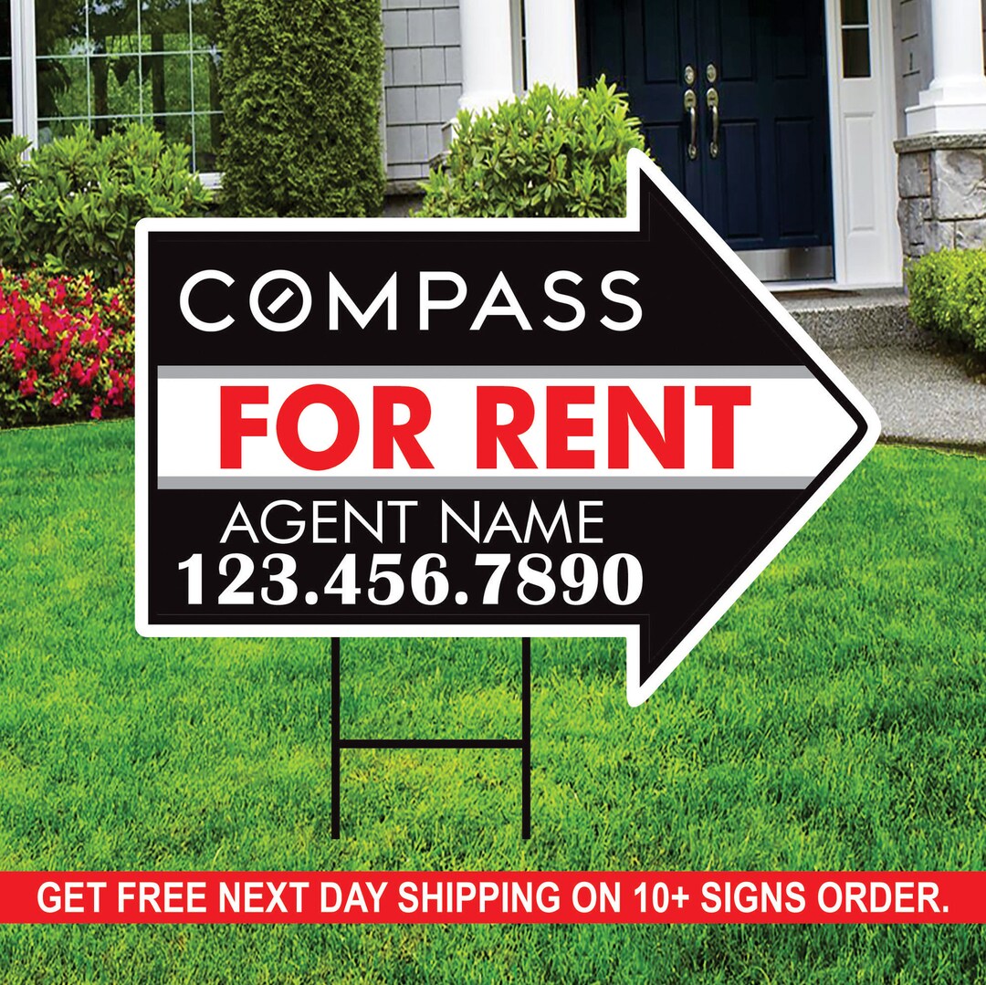 COMPASS for Rent Arrow Shaped Yard Signs 18