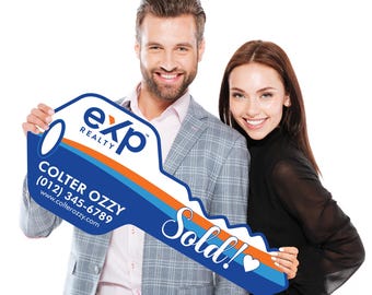 EXP Realty Personalized Real Estate Marketing Key Cutout Sign, Customized Realtor Social Media Photo Props, Realtor Key Sign, Customized