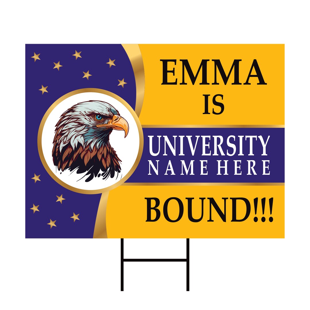 Personalized College Bound Yard Sign, College Mascot Sign, Custom ...