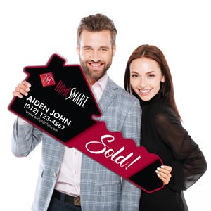 HomeSmart Personalized Real Estate Marketing Key Cutout Sign, Customized Realtor Social Media Photo Props, Realtor Key Sign Customized