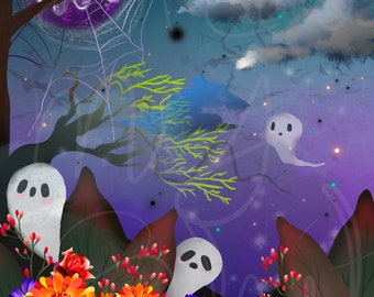Lámina de arte fantasmal / Espectros caprichosos del bosque