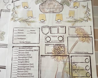 Hoja de personaje de D&D de Un cuento de viajero