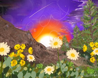 Fondo de pantalla de montaña al atardecer / Fondo de pantalla para teléfono (PDF y JPG)