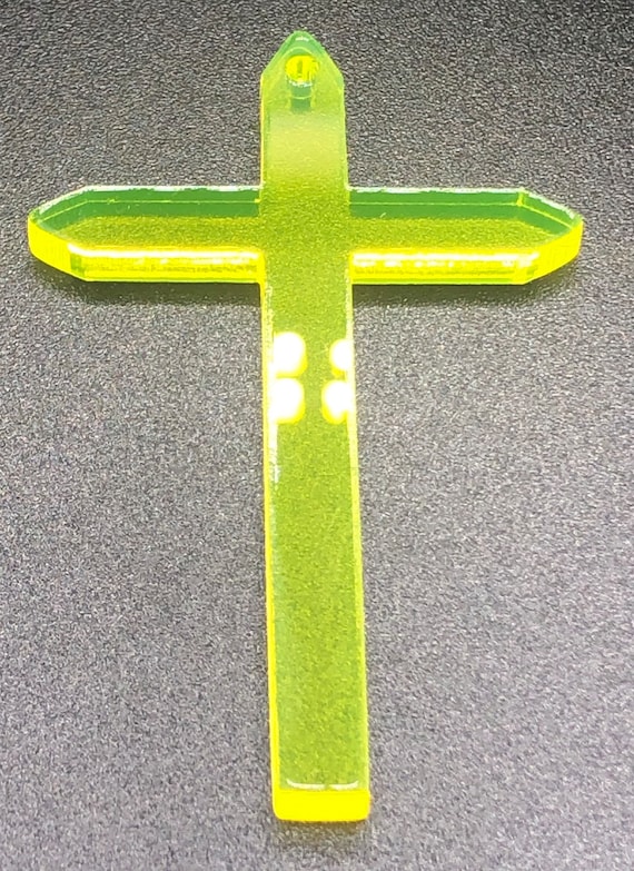 Earrings & Chains- Fluorescent Cross: Jesus; Bible; Christian; Catholic; Religion; God; necklace; music; trance; Party! Black Light. EDM