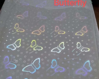 3- Sheets-Butterfly- WOW! Clear Self-adhesive Holographic Overlay Sticker Sheets (A4 size)