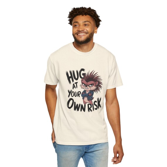 Funny Unisex T-Shirt - 'Hug at Your Own Risk' Graphic Tee, Casual Wear, Gift for Friends, Birthday, Humor, Everyday Apparel