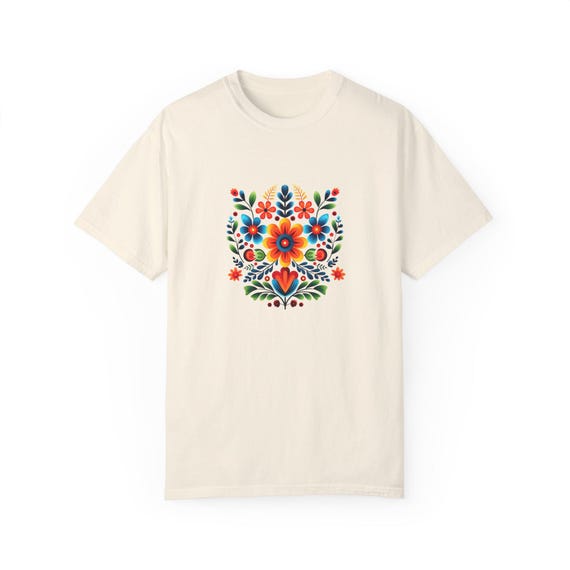 Bohemian Mexican T-shirt, Unisex, Colorful Floral Tee, Festival Clothing, Hippie Shirt, Gift for Him or Her, Day of the Dead Apparel