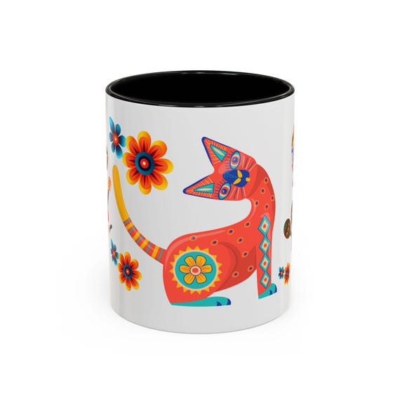 Colorful Coffee Mug, Mexican Holidays, Gift, Kitchen Decor, Ceramic Tea Cup, Unique Drinkware