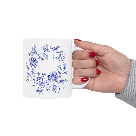 Botanical Floral Ceramic Mug - Customizable Coffee Cup for Tea Lovers, Gift for Her, Home & Kitchen Decor, Flower Lover Mug, Woman's Day