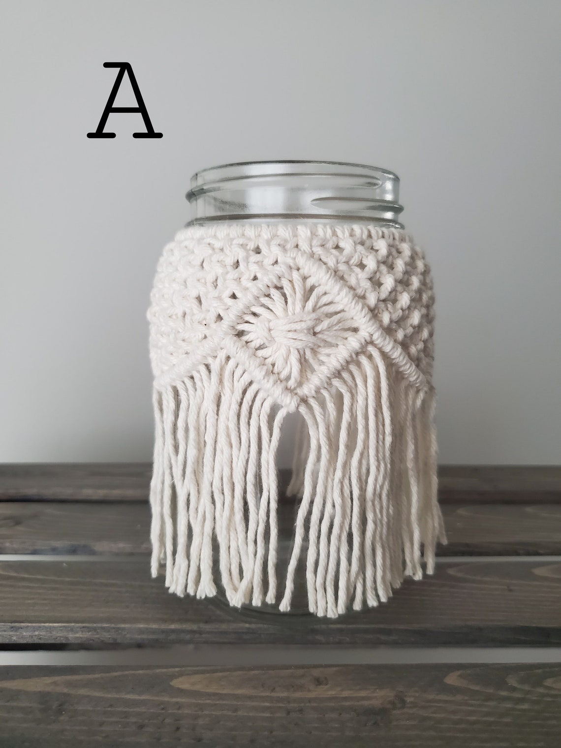 Macrame Jar Candle holders / Mason jar candle holder / glass Etsy