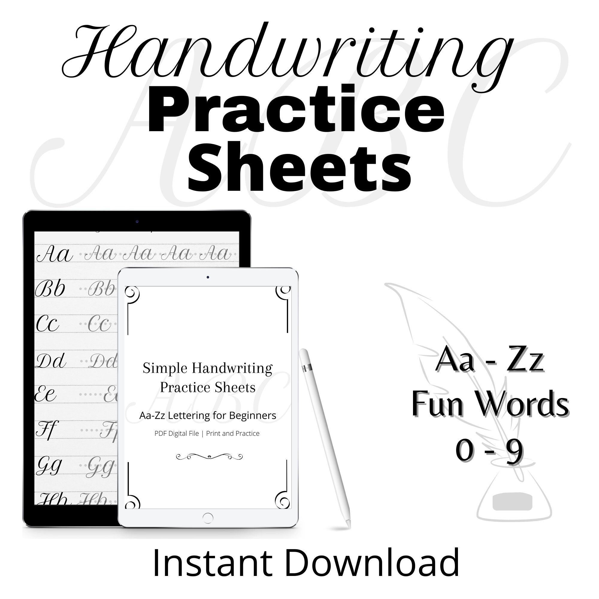 Handwriting Practice Sheets Printable Worksheets Modern | Etsy