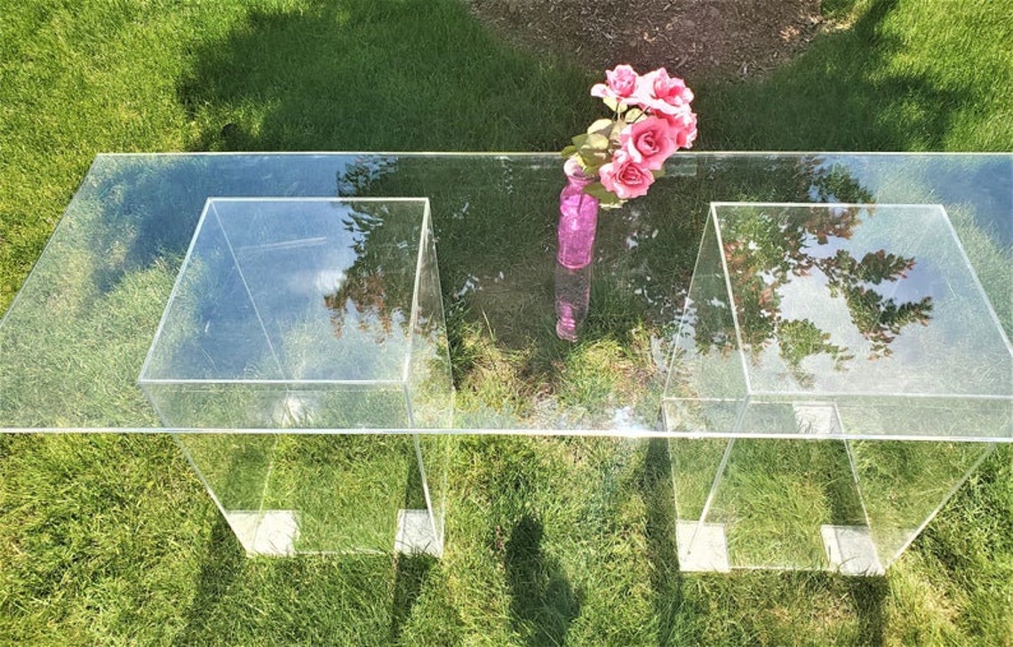 Acrylic Slab Top Ghost Table 6'Lx2'W USA Handcrafted Etsy