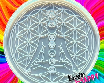 Meditation Chakra Energy Resin Rolling Tray Mold, Rolling Tray Mold for Resin, Large Epoxy Resin Molds, Epoxy Resin Crafts for Beginners