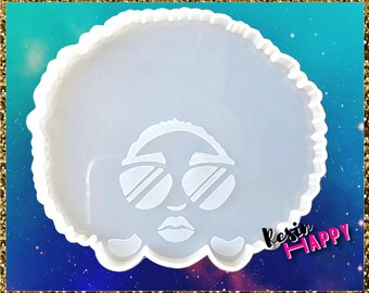 Fly Lady Resin Coaster Mold, Silicone Coaster Mold, Epoxy Resin Coasters, Silicone Molds, UV Resin, Afro Woman Mold, Resin Art Molds, Epoxy