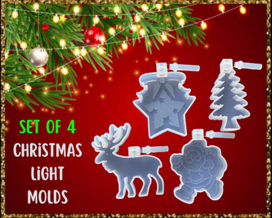 4 Christmas Lights Silicone Molds, Ornament Silicone Molds for Resin