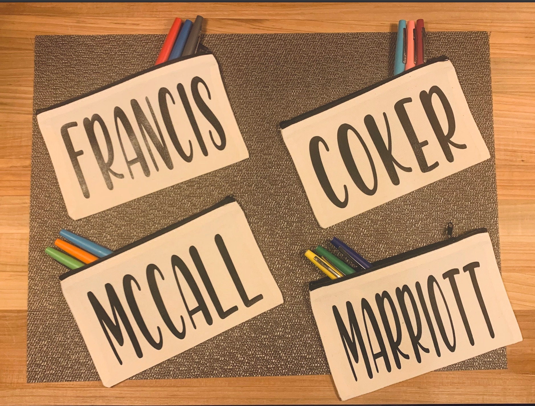 Canvas Zipper Pouch Personalizable Etsy