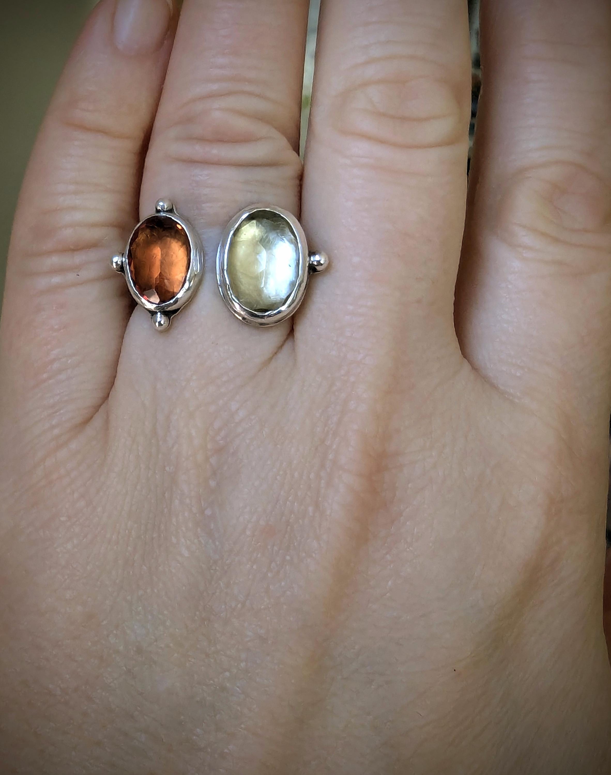 Citrine Sterling Silver Statement Ring: Medieval Style, US Size 6.75