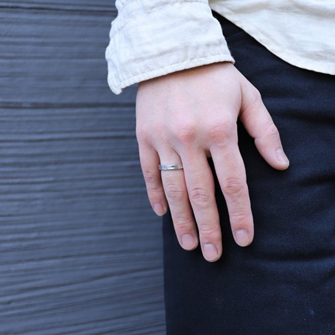 TinSilver Ring Narrow Plate Tin Ring Etsy