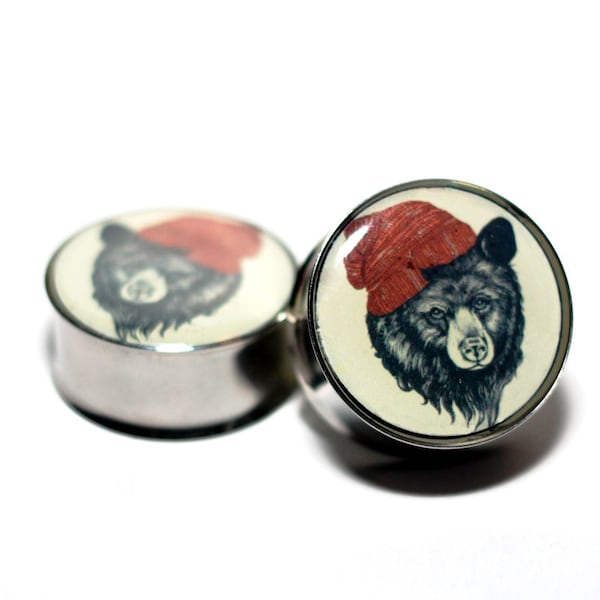 Pair of Bear Ear Plugs Gauges (Buy 2 Pairs, Get 1 Pair Free!) 18g, 16g, 2g, 0g, 00g, 7/16, 1/2, 9/16, 5/8, 3/4, 7/8, 1inch