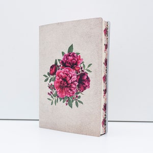 Belle Peonies Printed Soft Italian Leather Journal, Notebook - Handmade in Italy - Gift for Teachers, Writers, Birthdays, Special Occasions